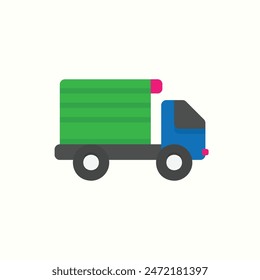 garbage truck icon, isolated flat colored environment icon set