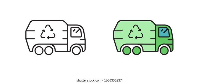 Garbage truck icon in a modern flat style. Simple vector illustration.