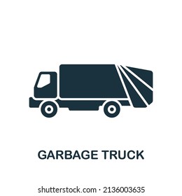 Garbage Truck icon. Monochrome simple icon for templates, web design and infographics