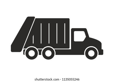 Garbage truck icon, Monochrome style. isolated on white background