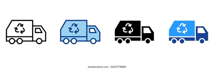 Garbage Truck Icon Multiple Style Vector Collection