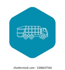 Garbage truck icon. Outline illustration of garbage truck vector icon for web