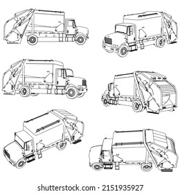 Garbage Truck Icon. Outline Illustration Of Garbage Truck Vector Icon For Web