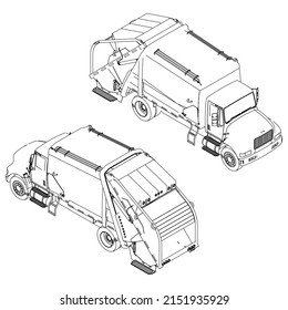 Garbage Truck Icon. Outline Illustration Of Garbage Truck Vector Icon For Web