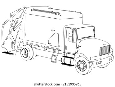 Garbage Truck Icon. Outline Illustration Of Garbage Truck Vector Icon For Web