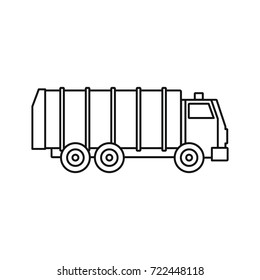 Garbage Truck Icon. Outline Illustration Of Garbage Truck Vector Icon For Web Isolated On White Background