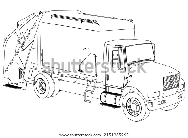 Garbage truck icon. Outline illustration of garbage\
truck vector icon for\
web