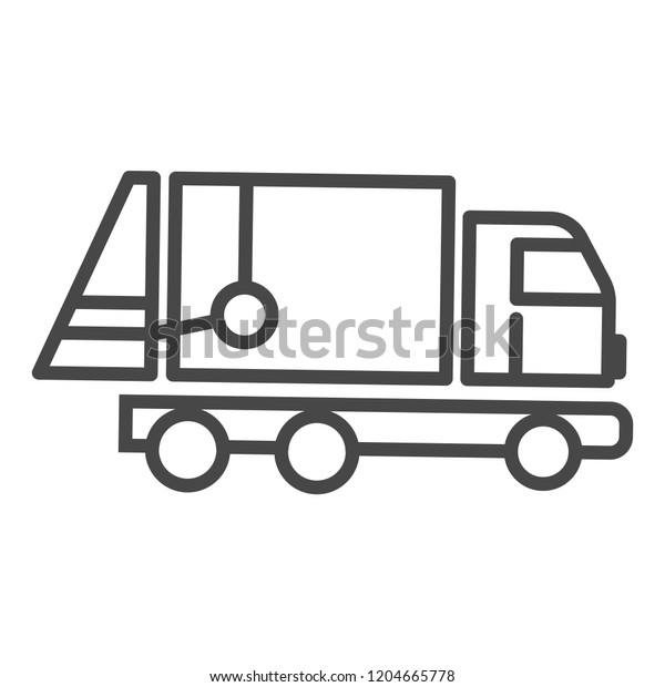 Garbage truck icon. Outline\
garbage truck vector icon for web design isolated on white\
background