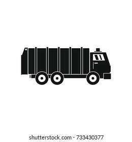 Garbage truck icon. Silhouette illustration of Garbage truck vector icon for web isolated on white background