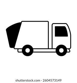garbage truck icon, simple flat style, illustration, logo sign symbol pictogram template, for ui or ux isolated on white for mobile app, editable