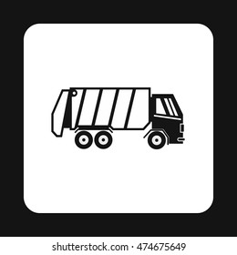 Garbage truck icon in simple style isolated on white background. Sanitation symbol