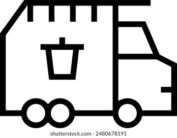 garbage truck icon. Thin linear style design isolated on white background