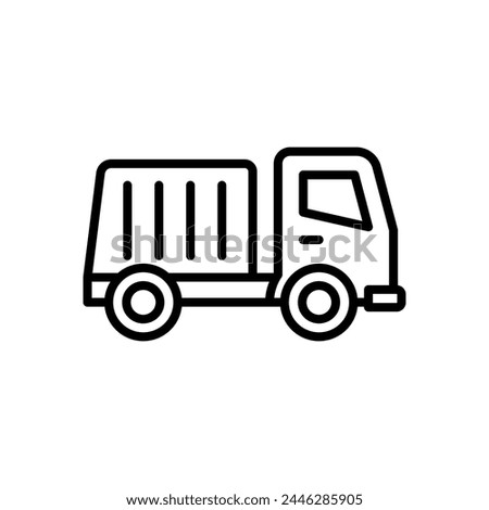 Garbage truck icon vector in line style