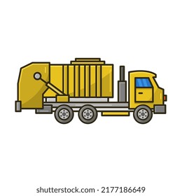 Garbage truck illustrated in cartoon style