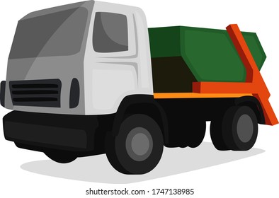 Camión de basura , ilustración, vector sobre fondo blanco