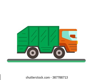 Garbage truck illustration. Waste disposal flat concept with garbage container truck. City waste disposal management. Waste sorting Garbage truck svg