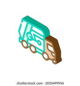 Garbage Truck Isometric Icon Vector. Garbage Truck Sign. Isolated Symbol Illustration