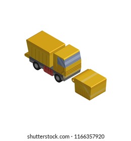 garbage truck isometric vector icon