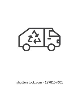 Garbage Truck line icon. linear style sign for mobile concept and web design. Recycling truck outline vector icon. Symbol, logo illustration. Pixel perfect vector graphics