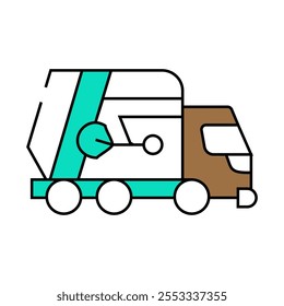 Icono de línea de camión de basura. Vector de camión de basura. Ilustración de símbolo aislado
