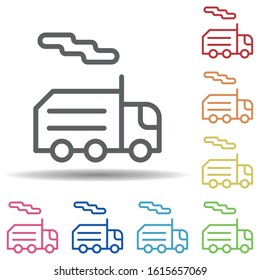 Garbage, Truck Line Vector In Multi Color Style Icon. Simple Thin Line, Outline Vector Of Pollution Icons For Ui And Ux, Website Or Mobile Application