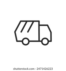 Garbage truck, linear style icon. Editable stroke width