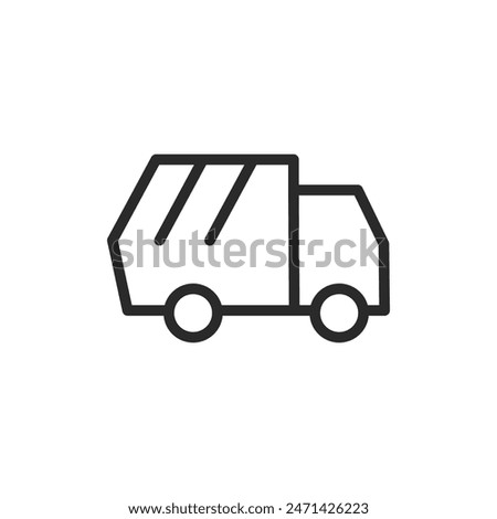 Garbage truck, linear style icon. Editable stroke width
