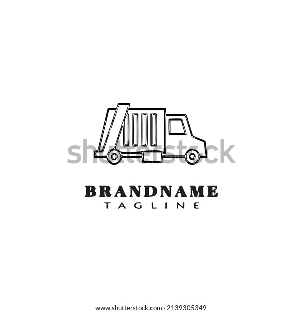 garbage truck logo cartoon icon\
design template black modern isolated vector\
illustration