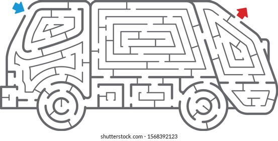 Garbage Truck Maze. It Is Suitable For Brain Training.
