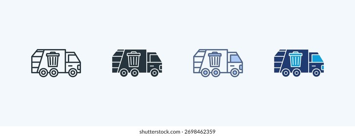 Colección de icono de estilo múltiple de camión de basura
