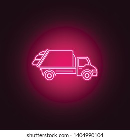 garbage truck neon icon. Elements of Transport set. Simple icon for websites, web design, mobile app, info graphics
