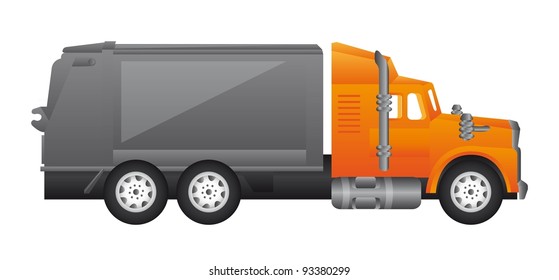 Garbage truck  on white background, vector illustration