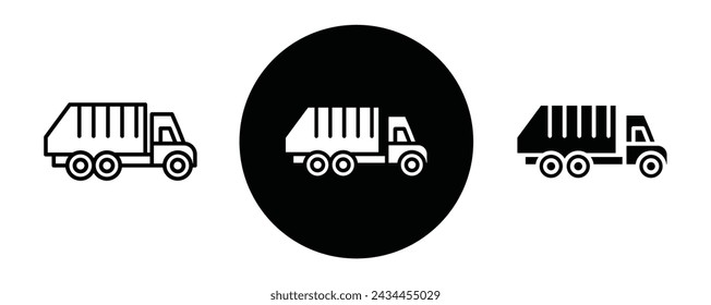 Garbage truck outline icon collection or set. Garbage truck Thin vector line art