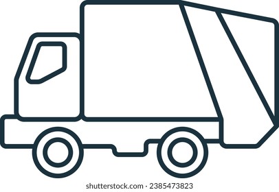 Garbage truck outline icon. Monochrome simple sign from transportation collection. Garbage truck icon for logo, templates, web design and infographics.