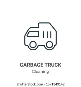 Garbage truck outline vector icon. Thin line black garbage truck icon, flat vector simple element illustration from editable cleaning concept isolated on white background