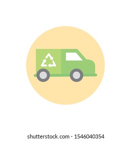 garbage truck recycle green energy block icon vector illustration