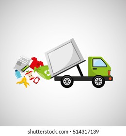 Garbage Truck Recycle Icon Design Vector Illustration Eps 10