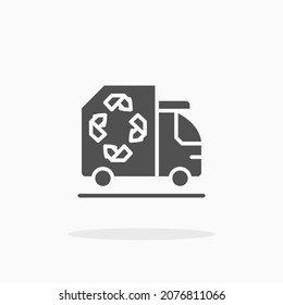 Garbage Truck Recycle icon. Solid or glyph style. Vector illustration. Enjoy this icon for your project.
