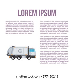 Garbage truck. Recycle truck icon. Vector.
