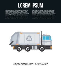 Garbage truck. Recycle truck icon. Vector.