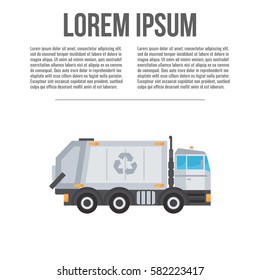 Garbage truck. Recycle truck icon. Vector.