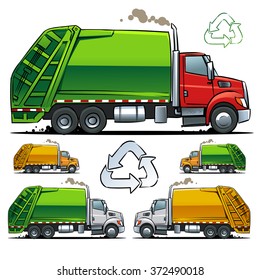 Garbage Truck Side View Illustration