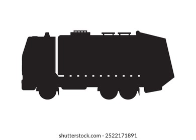 Garbage truck silhouette. design isolated on white background. Transport icon. Flat vector illustration