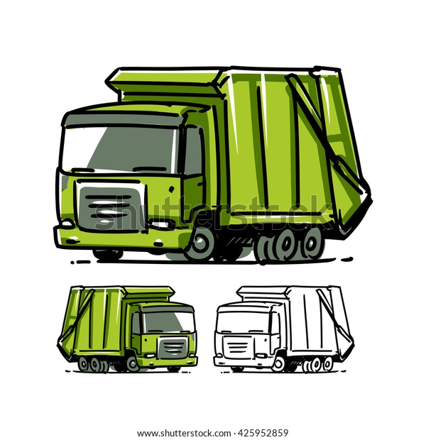 Garbage Truck Sketch Illustration Stock Vector (Royalty Free) 425952859