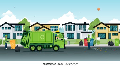 Garbage truck that employs garbage in the streets.