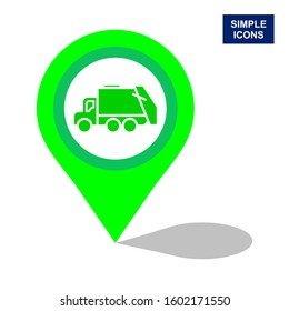 Garbage truck transport pointer with a flat shadow. vector illustration