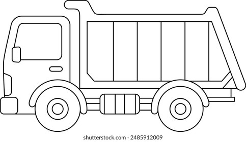 Camión de basura, transporte, vehículo, dibujo para colorear para niños 