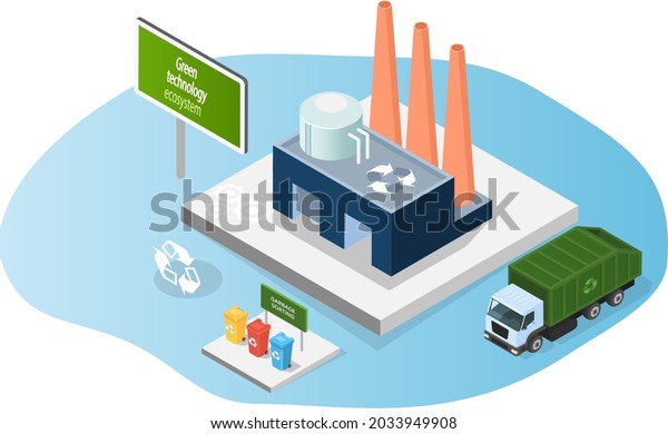 Garbage Truck Trash Recycling Factory Waste Stock Vector (Royalty Free ...