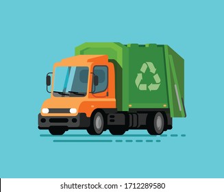 Garbage truck. Trash sorting, recycling vector illustration svg