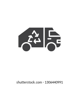 Garbage Truck vector icon. filled flat sign for mobile concept and web design. Recycling truck simple solid icon. Symbol, logo illustration. Pixel perfect vector graphics